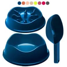 Kit 3 Peças  1 Comedouro Lento Educativo 350ml + 1 Comedouro Bowl 350ml + 1 Pá Dosadora Brinde