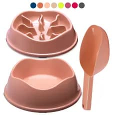 Kit 3 Peças  1 Comedouro Lento Educativo 550ml + 1 Comedouro Bowl 550ml + 1 Pá Dosadora Brinde