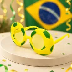 Óculos Futebol Bandeira do Brasil Amarelo Verde Padrão Bola - Acessório Torcedor Copa