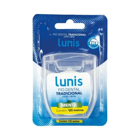 Fio Dental Encerado Lunis Com 125 Metros Sabor Menta