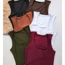 Cropped femenino Decote Quadrado tecido suplex com forro duplo Elegante