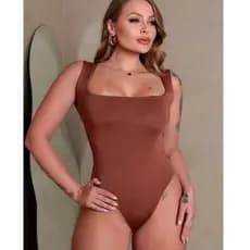 Body Femenina em suplex regata gola quadrado tamanho P M G