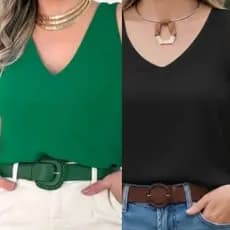 KIT 2 BLUSA REGATA FEMENINA ALÇA GROSSA DUNA