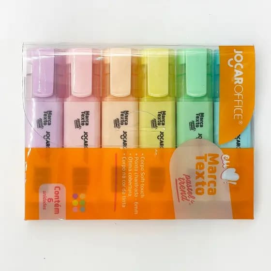 Marca texto cores pastel trend jocar office – estojo com 6 cores