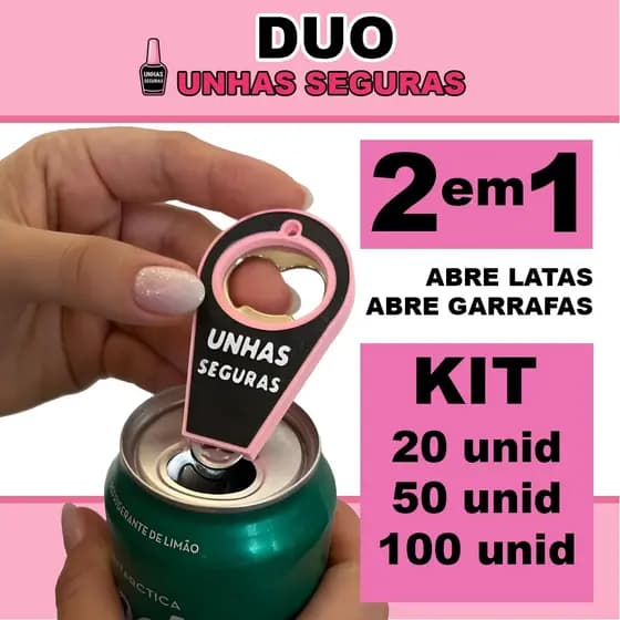Chaveiro abridor de latas e garrafas - DUO Unhas Seguras