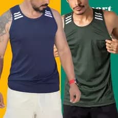 Kit 2 Regatas Masculina Em Malha Esportiva Dri Fit Promoção