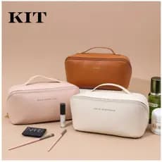 Bolsa De Cosmético De Couro PU  Grande Capacidade Portátil Viagem Cosméticos Para Viagem