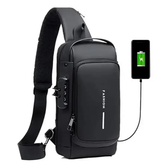 Bolsa Mochila Ombro Tranversal Anti Roubo Usb Pochete