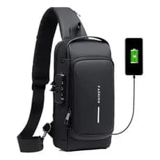 Bolsa Mochila Ombro Tranversal Anti Roubo Usb Pochete