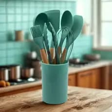 KIt Colher Conha Espatula de Silicone Utencilios Utensilios - 8 Peças