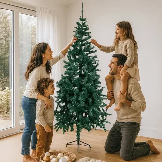 Pinheiro Natalino Artificial 180cm Verde 720 Galhos Folhagem Realista Árvore Natal Decoração Festiva