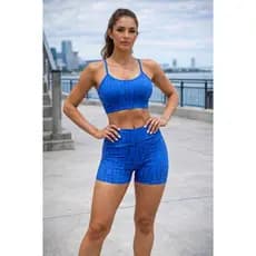 Conjunto Fitness Feminino  Top Alcinha e Shorts Sem Transparência
