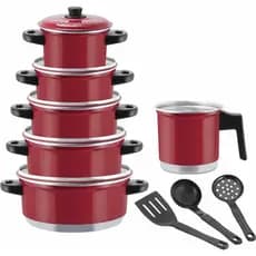 Jogo De Panela Caçarola + Caneco(leiteira) Kit 9 Peças