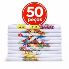 Pano de Prato,Pano de Pia,Guardanapo  100% Algodão, Kit com 50 Unidades Estampados Tamanho 43X75 CM