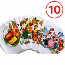 Pano De Prato Estampado Bainha Kit Com 10 Peças