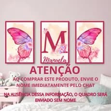 Quadros Decorativos para Quartos de Meninas com nome personalizado Borboleta Rosa Mosaico