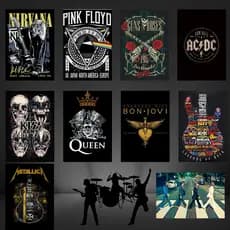 Quadro Decorativo Banda de Rock Estilo Clássico – Arte Musical para Sala e Quarto