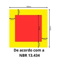 Adesivo de Demarcação de Solo para Extintor de Incêndio NBR 13434 Amarelo e Vermelho