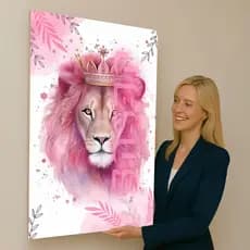 Quadro Decorativo Leão Rosa Jesus Grande Painel Único 110x80 cm