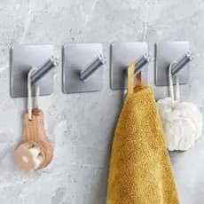 KIT 2/4/6 Gancho Adesivo De Parede Inox Para Toalhas Multiuso Organizador Sem Furo