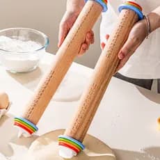 Rolo De Massa De Madeira Ajustável Com Medidas Profissional Para Confeitaria Pizza Pão E Cozinha