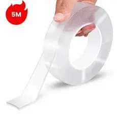 Fita Dupla Face 5M Extra Forte Transparente NanoGel Silicone Mágica Adesiva Cola Na Parede Móvel Porta
