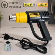 Soprador Térmico 2000W 127V / 220V Pistol@ Calor 2 Temperaturas 300/650°C Soprador Pistol@ Ar Quente
