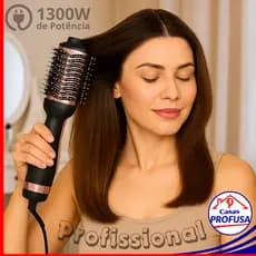 Escova Secadora Alisadora Modeladora Cabelo Profissional 1300W Anti-Frizz Elétrica Bivolt 127 / 220V