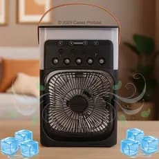 Mini Ventilador Climatizador Umidificador de Ar Condicionado com Reservatório de Água e LED Colorido