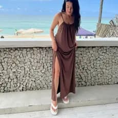 Vestido Feminino Longo  Verão Costa Nua Fenda Lateral Soltinho Casual Estiloso | TOP 1