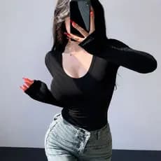 kit 5 Blusa de Manga Feminina Decotada Multiforma  Inverno Frio Decote  Basica Decote Top da Moda Frio