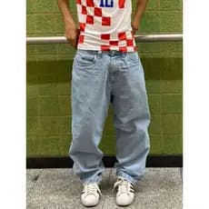 Calça Baggy Masculina Y2k Balão Larga Jeans Clara Preta Azul Escuro Boca Larga Pants Cân Moda Mandrake