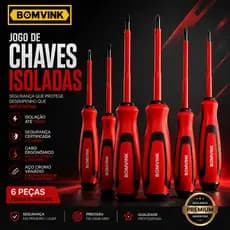 Jogo De Chave De Fenda E Philips Isolada Imantadas 6 Peças