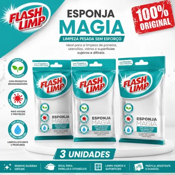Kit 3 Esponja Mágica Flash limp