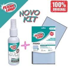Kit Limpa Telas Flash Limp Spray 120ml + 2 Panos de Microfibra