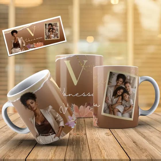 Caneca Personalizada de Porcelana com Nome e Foto para Presente