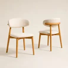 Kit 2 Cadeira Estofada Estrutura de Madeira Maciça Reforçada Moderna Decorativa Cadeira de Jantar Sala Estar Recepção