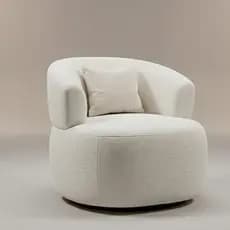 Poltrona Puff Orgânica Decorativa em Linho Elegante Moderna Chique Sala Escritório Decoração Com Almofada Off White