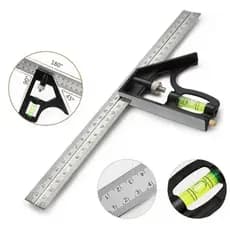 Esquadro Multifuncional 12” com Nível e Régua Inox 30cm Profissional