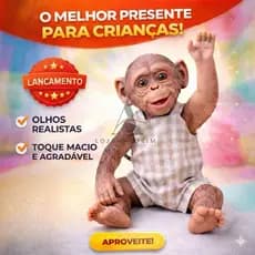 Boneco Macaco Super Realista Bebe Vinil Macio 30cm Lançamento
