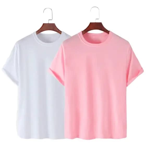 Kit 2 T-Shirt Básica Camiseta Lisa Gola Redonda 100% Algodão