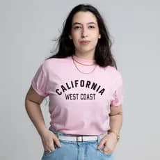 T-Shirt Feminina Estampada Califórnia 100% Algodão Várias Cores