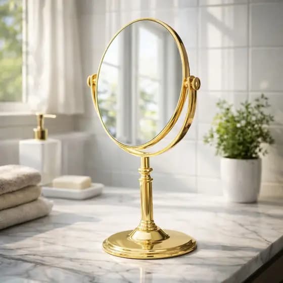 Espelho De Mesa Oval Dupla Face Aumento 5x P/ Maquiagem