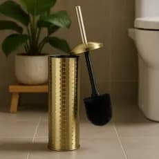 Escova P/ Vaso Sanitário Suporte Dourado Luxo Lavabo Limpeza
