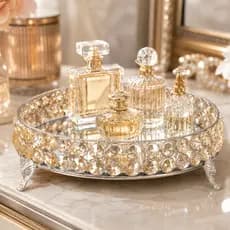 Bandeja Decorativa Espelhada Cristal Luxo Banheiro Lavabo