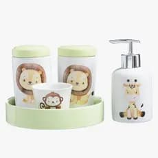 Kit Higiene 5 Peças Infantil Quarto Higiene Bebê  Leão