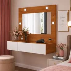 Penteadeira Sofia Camarim LED 3 Gavetas com Vidro Cores