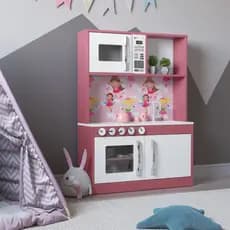 Cozinha Diana Infantil 1 Micro-ondas Fogão Armário Pia Cor Rosa