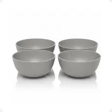Bowl Fibra De Bambu 600ml Kit 4 Peças Cinza FBBU004 Reutilizável Leve Prático Para Mesa Posta  3️⃣