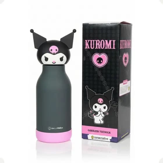 Kuromi Garrafa Térmica 500ml Funny Inox Kawaii Bebidas Frias Quentes Antivazamento Sanrio Oficial